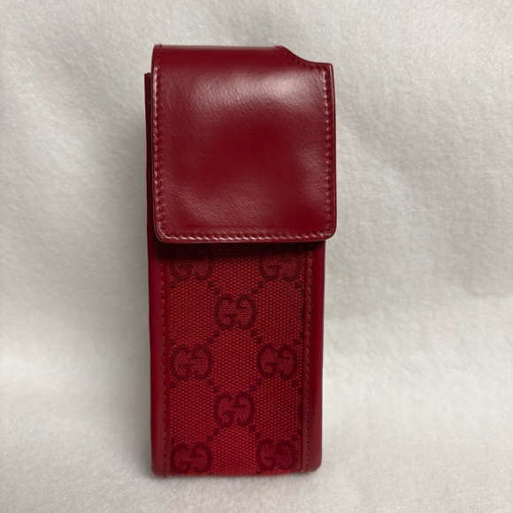 Gucci Accessories - VTG GUCCI Red Belt Pouch Case GG Print Clip Old Cell Phone Pouch